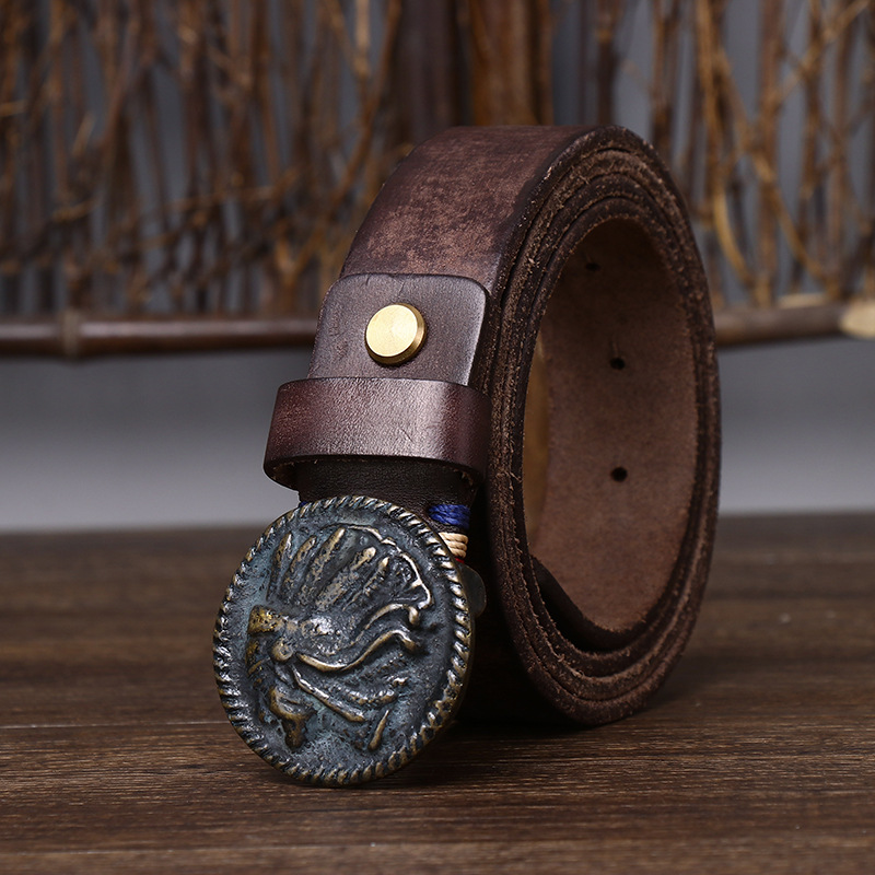 Vintage Genuine Leather Belt Wide 3.3CM B73-KKICO