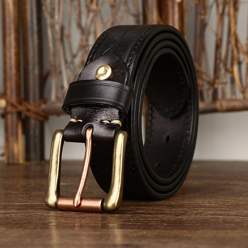 Embossed Genuine Leather Belt Usable Both Sides 3.8cm B10-KKICO