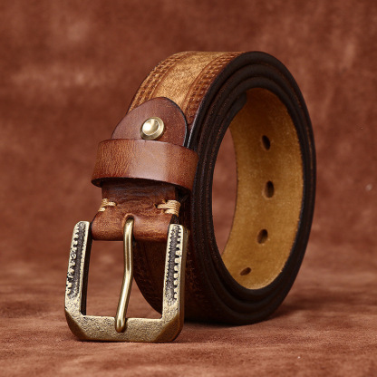 Vintage Embossed Matte Genuine Leather Belt 3.8cm B12