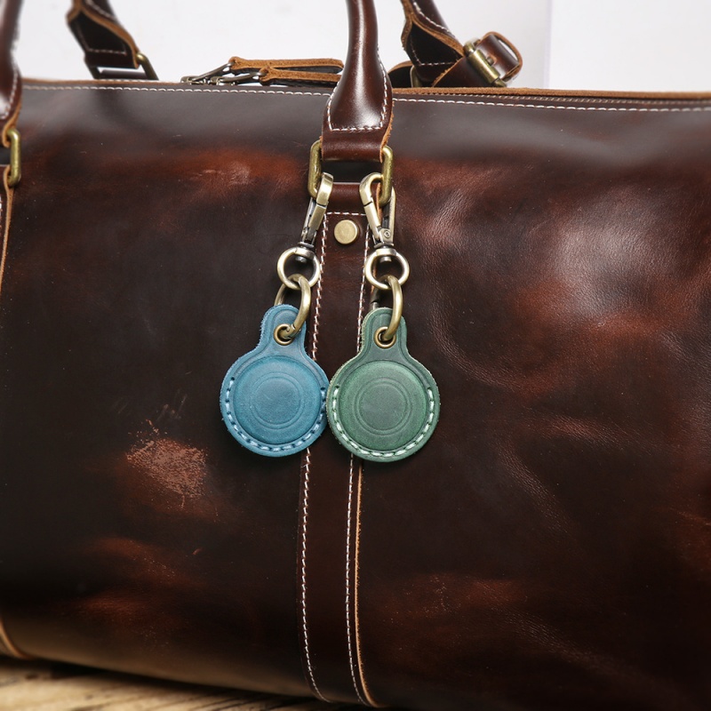 Leather AirTag Holder Keychain Case