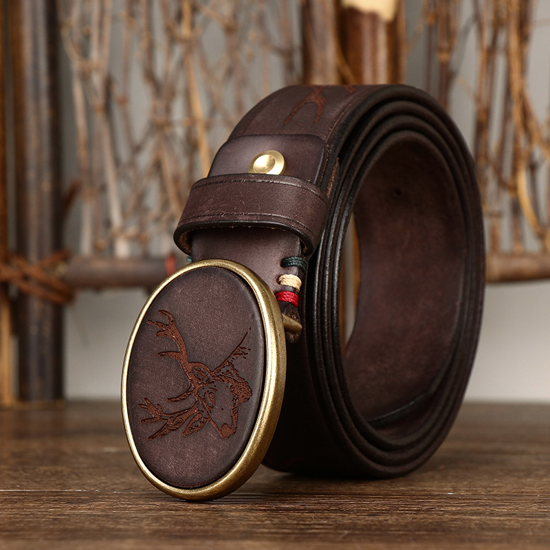 Vintage Laser-engraved Genuine Leather Belt 3.8cm B13-KKICO