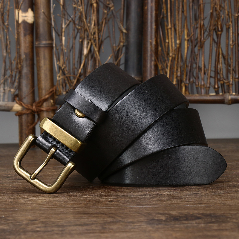 Camden Leather Belt with Brass Buckle – 3.8cm Wide