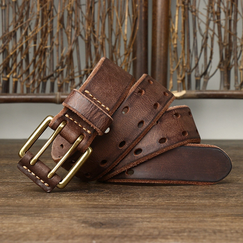 Heritage Full-Grain Leather Belt with Brass Buckle | 3.8cm Wide