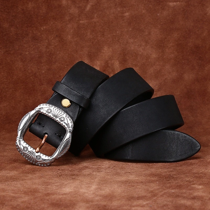 Mesa Crest Leather Belt with Engraved Stainless Steel Buckle | 3.8cm Wide