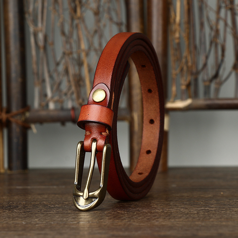 Vintage-style Genuine Leather Belt 1.5cm Wide B29