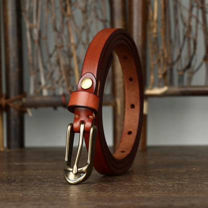 Vintage-style Genuine Leather Belt 1.5cm Wide B29