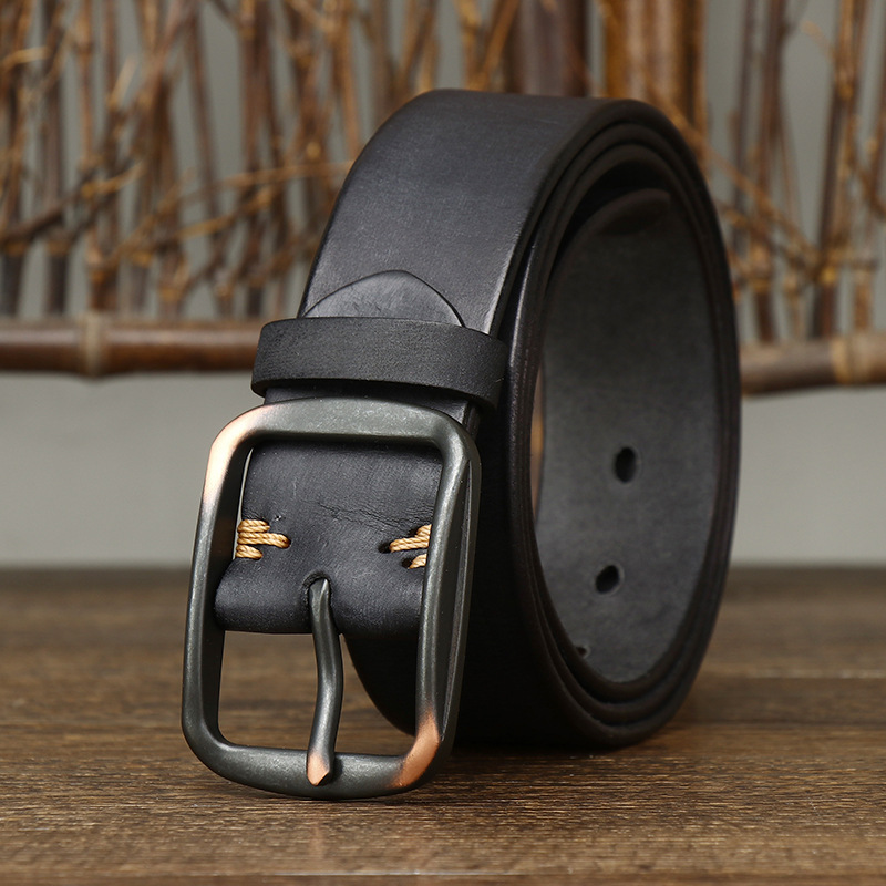 Distressed Vintage Leather Everyday Belt Wide 3.8CM  B34-KKICO