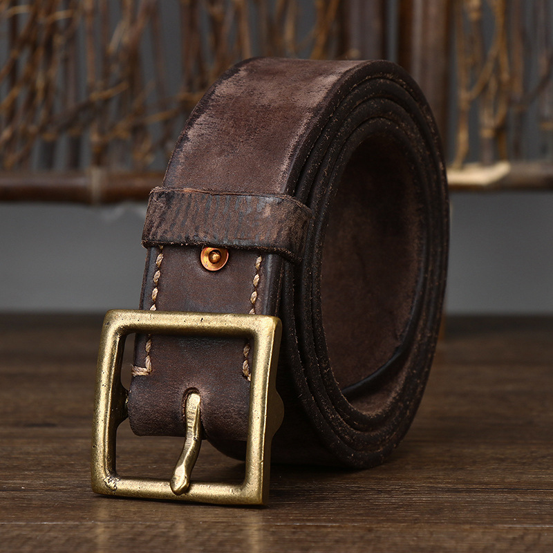 Washed Distressed Genuine Leather Belt Wide 3.8CM or 4.1CM B52-KKICO