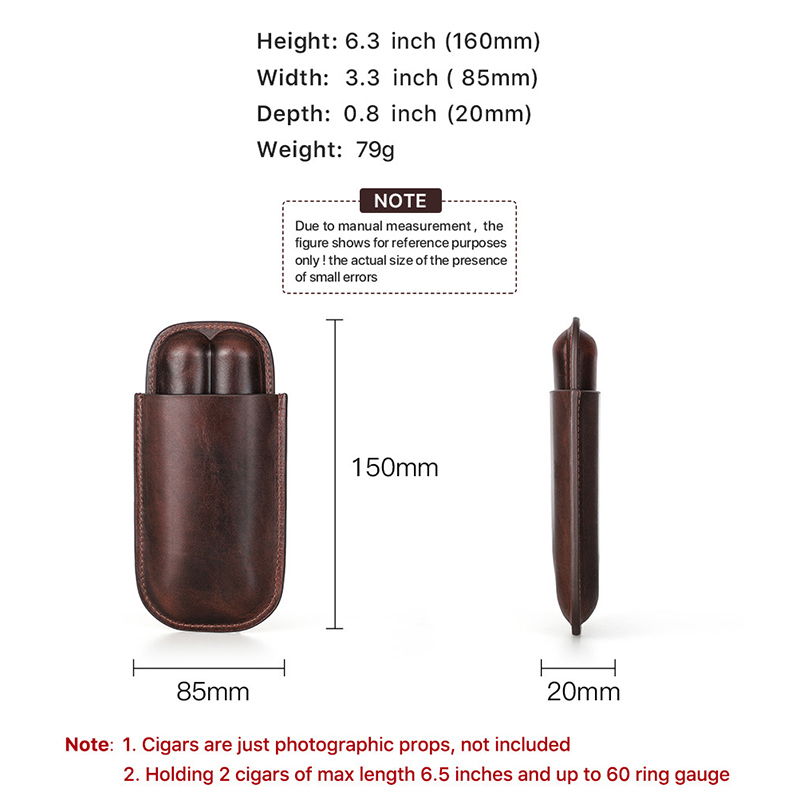 Vintage Genuine Leather Portable Cigar Case AB05