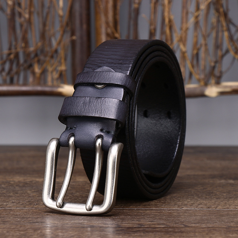 Double-buckle Genuine Leather Vintage Belt 3.8CM B04-KKICO