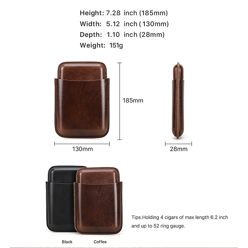 Portable Travel Leather Cigar Case AB08