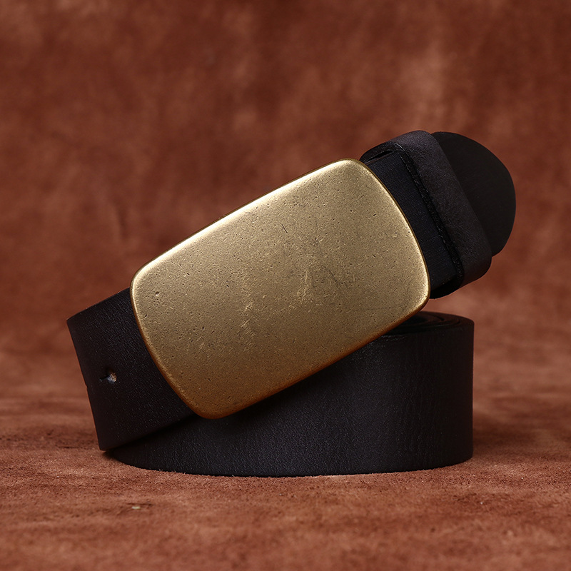 Genuine Leather Belt With Sliding Buckle 3.8cm B06