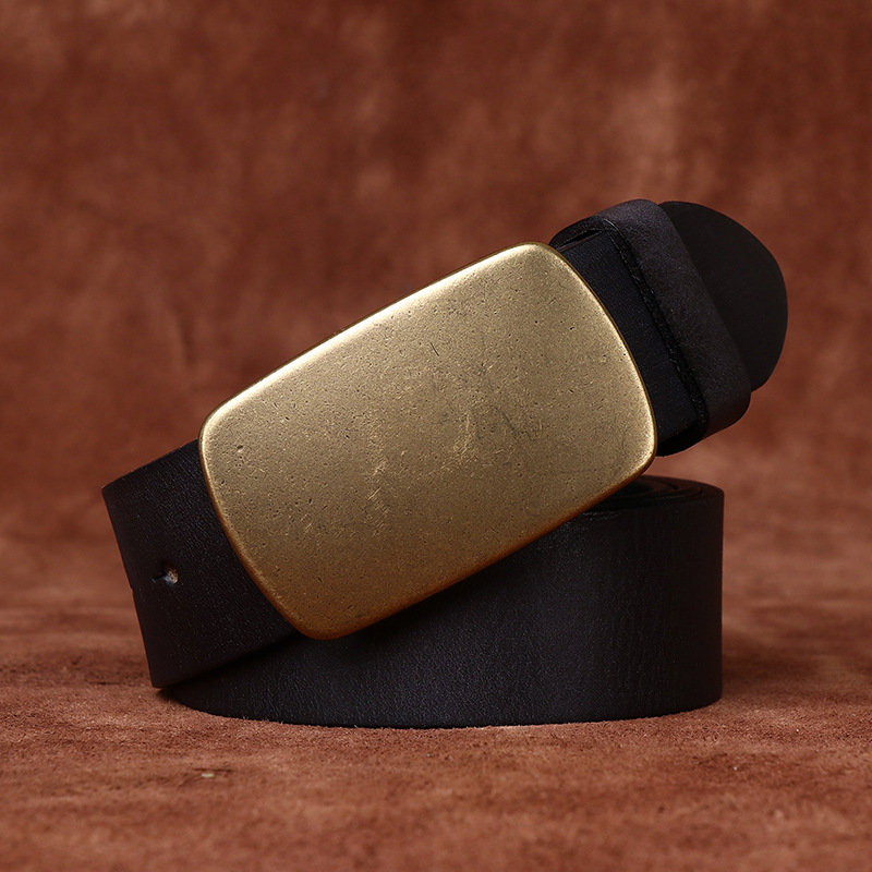 Genuine Leather Belt With Sliding Buckle 3.8cm B06