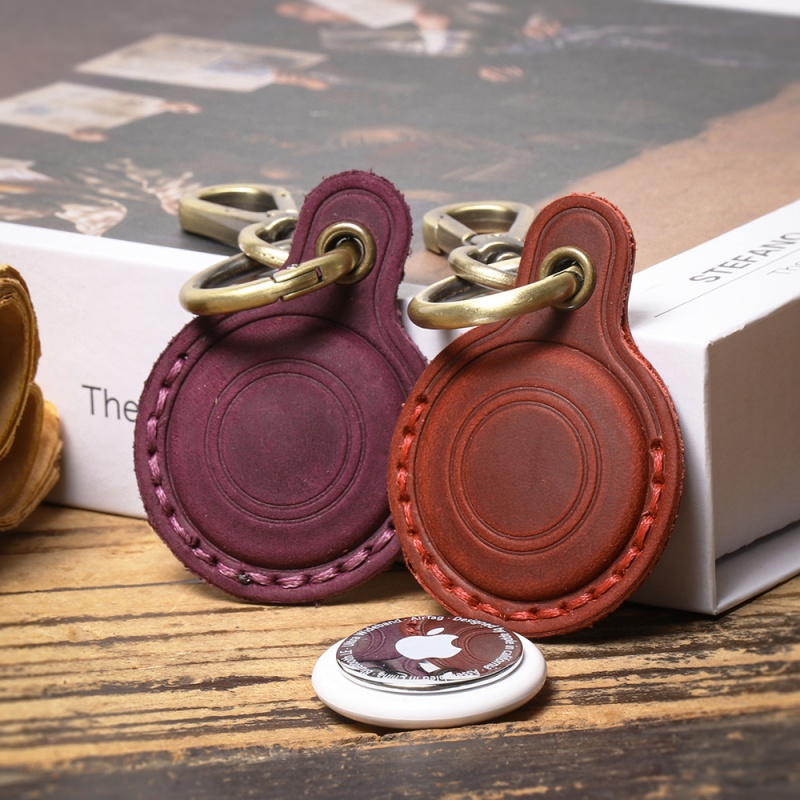 Leather AirTag Holder Keychain Case