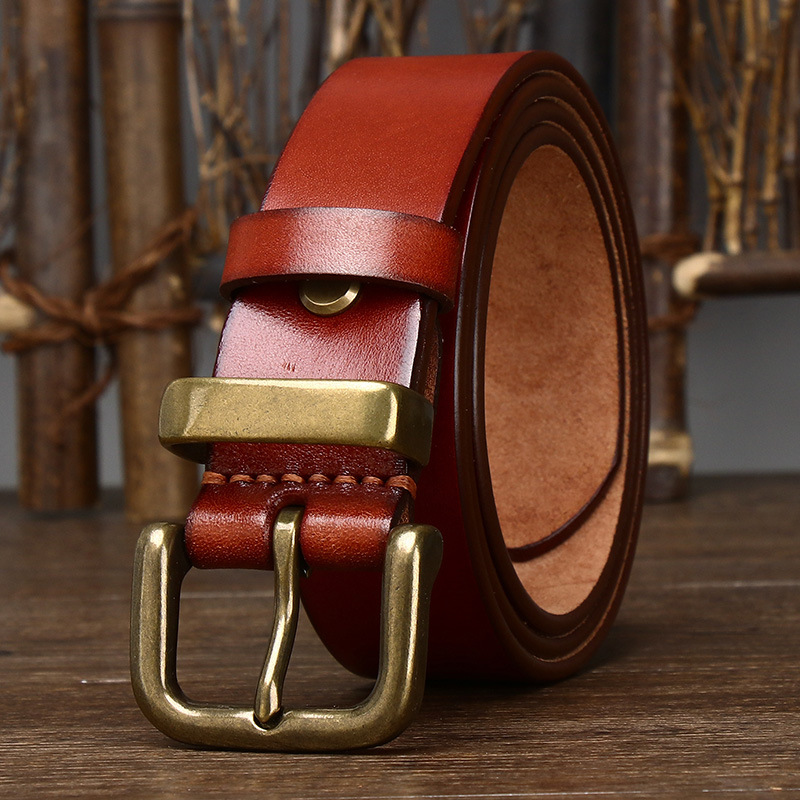 Camden Leather Belt with Brass Buckle – 3.8cm Wide