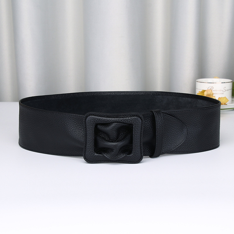 Wide Ultra-thin Genuine Leather Belt 7.0cm B14