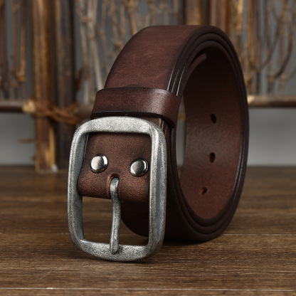 Vintage Distressed Genuine Leather Belt Wide 3.8CM  B36