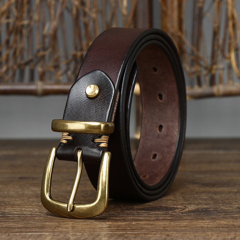 Vintage Genuine Leather Belt Wide 3.3CM B66-KKICO