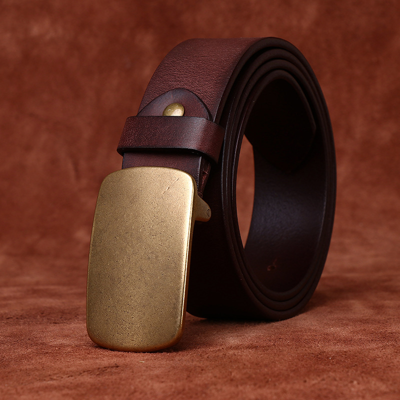Genuine Leather Belt With Sliding Buckle 3.8cm B06