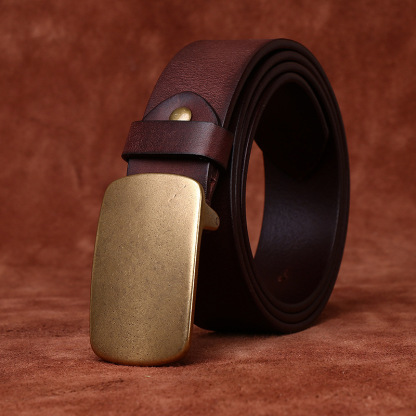 Genuine Leather Belt With Sliding Buckle 3.8cm B06