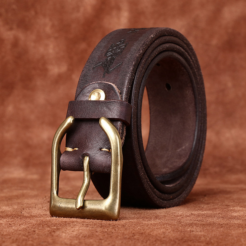 Vintage Genuine Leather Belt Wide 3.8CM B74