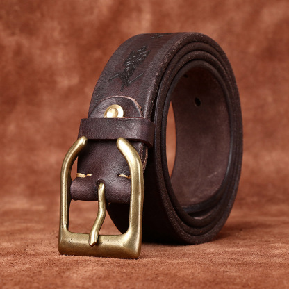Vintage Genuine Leather Belt Wide 3.8CM B74