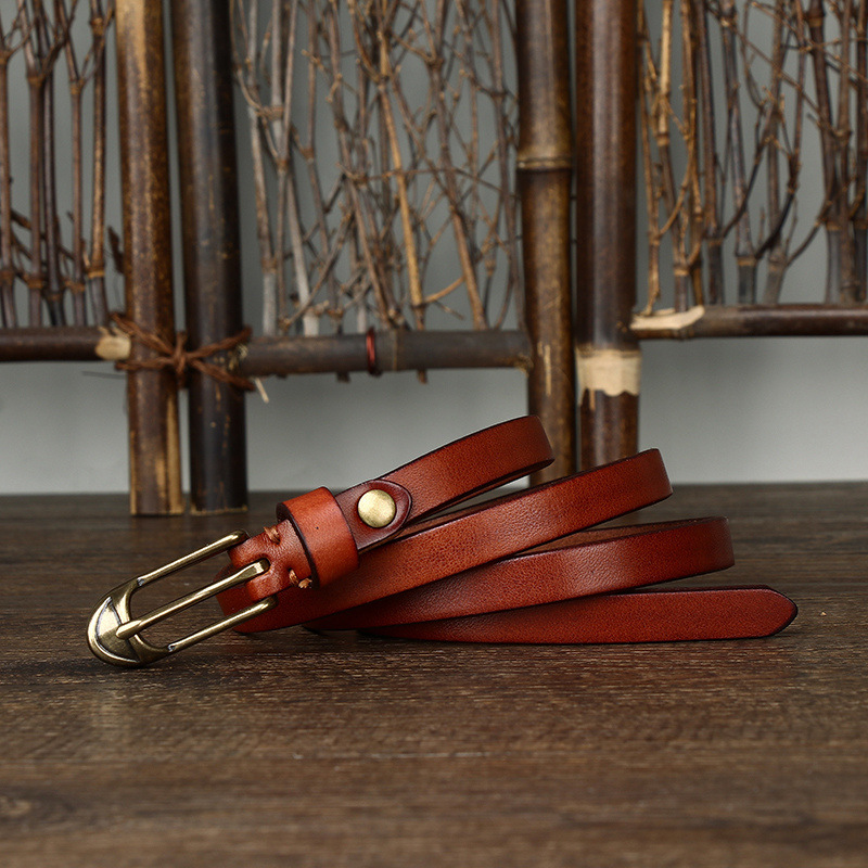 Vintage-style Genuine Leather Belt 1.5cm Wide B29