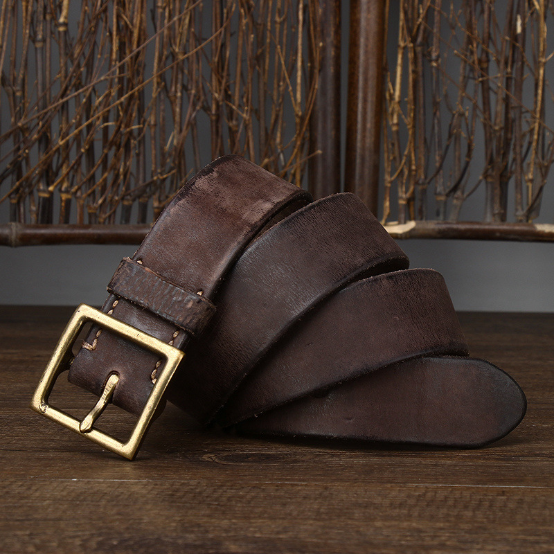 Washed Distressed Genuine Leather Belt Wide 3.8CM or 4.1CM B52