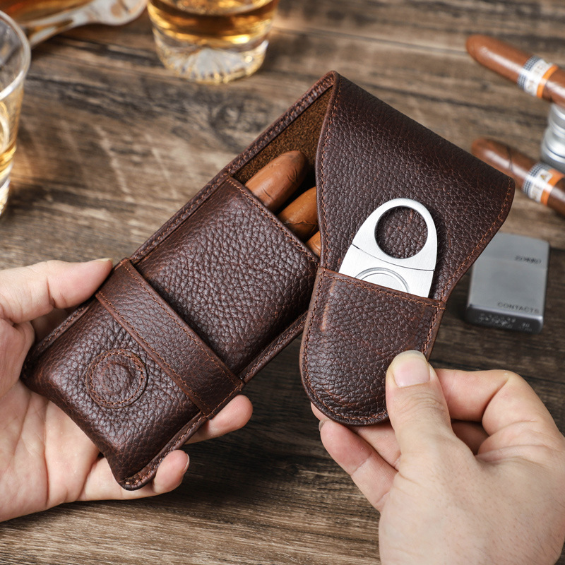 Vintage Genuine Leather Cigar Storage Bag AB04-KKICO