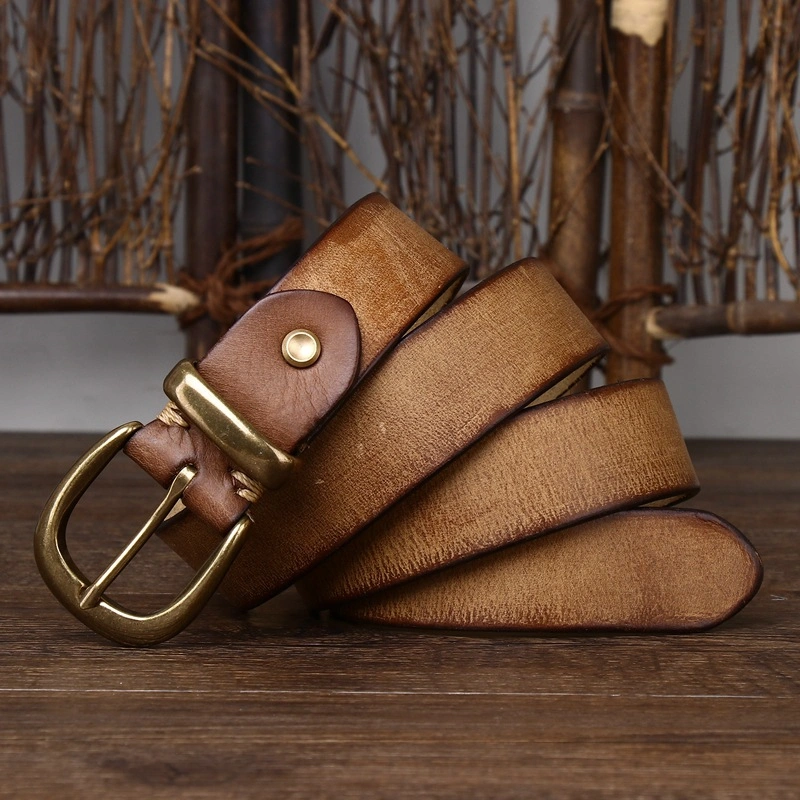 Giovanni Full-Grain Leather Belt with Brass Buckle | 3.3cm Wide