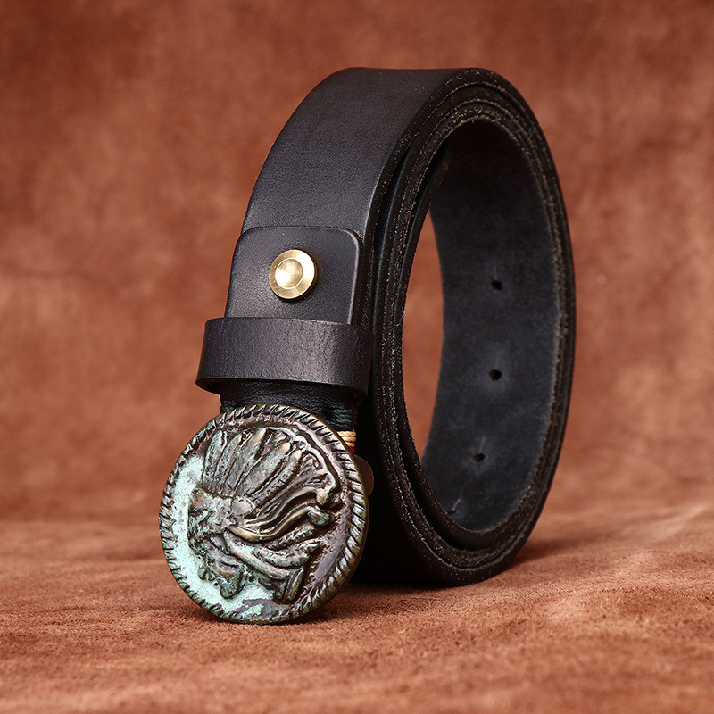 Vintage Genuine Leather Belt Wide 3.3CM B73-KKICO