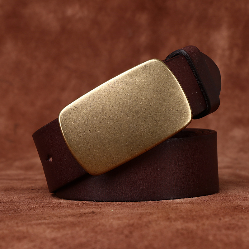 Genuine Leather Belt With Sliding Buckle 3.8cm B06