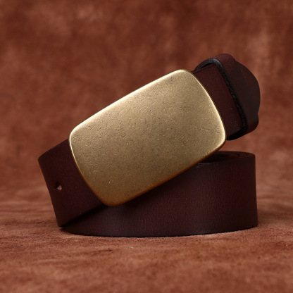 Genuine Leather Belt With Sliding Buckle 3.8cm B06