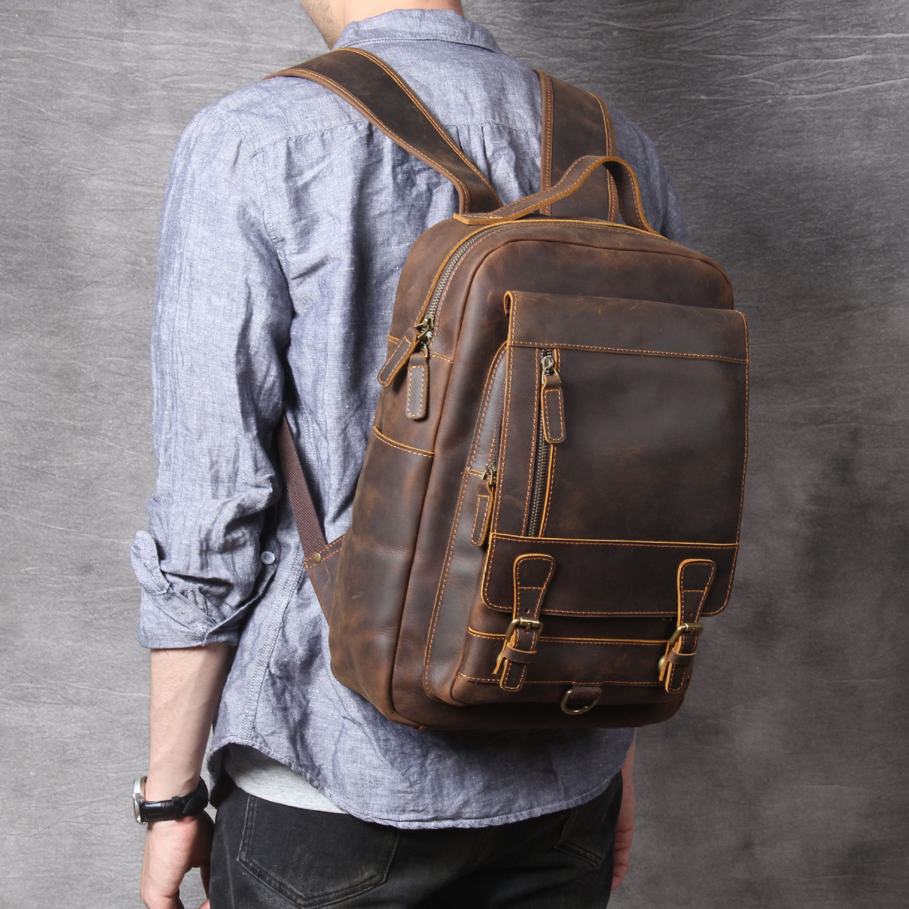Vintage Genuine Leather Backpack VB07
