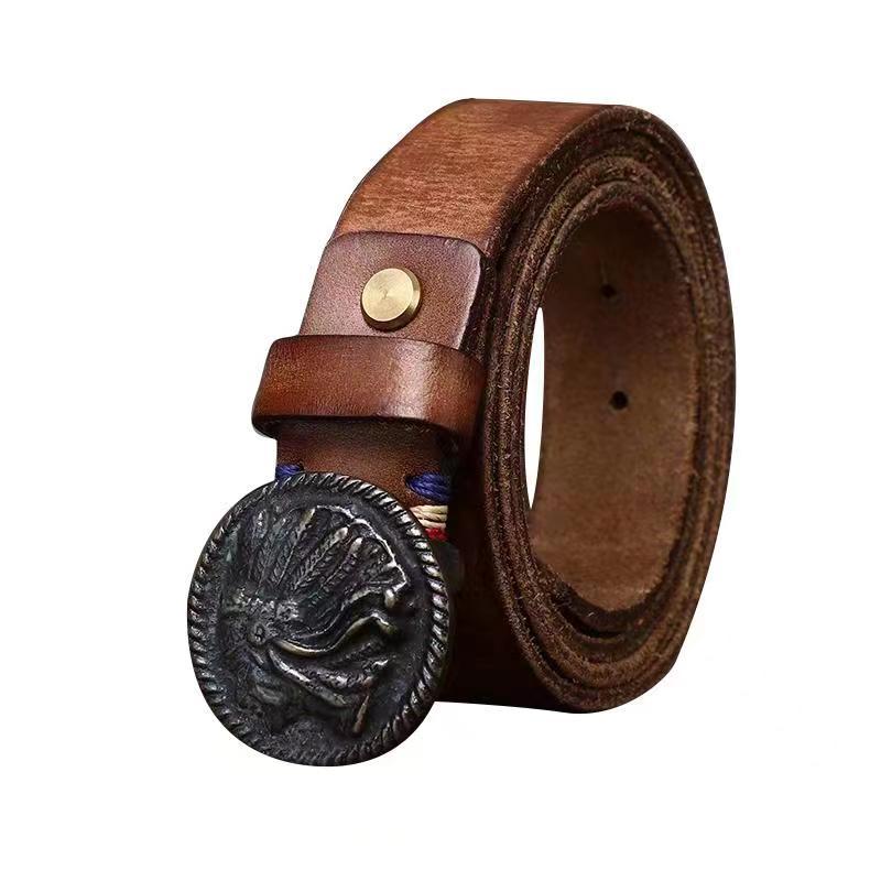 Vintage Genuine Leather Belt Wide 3.3CM B73-KKICO
