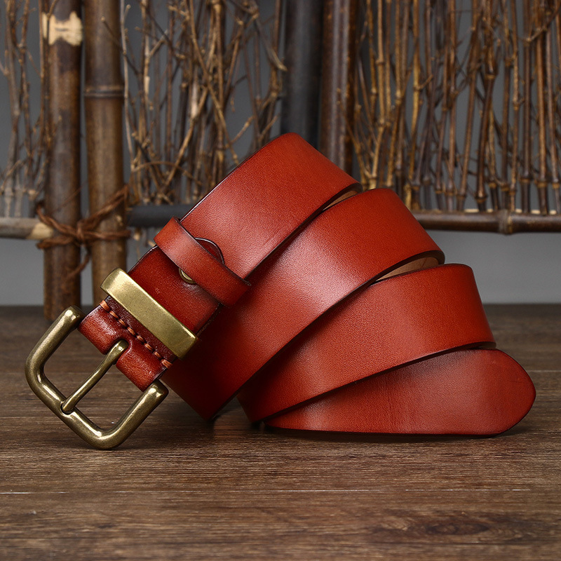 Camden Leather Belt with Brass Buckle – 3.8cm Wide