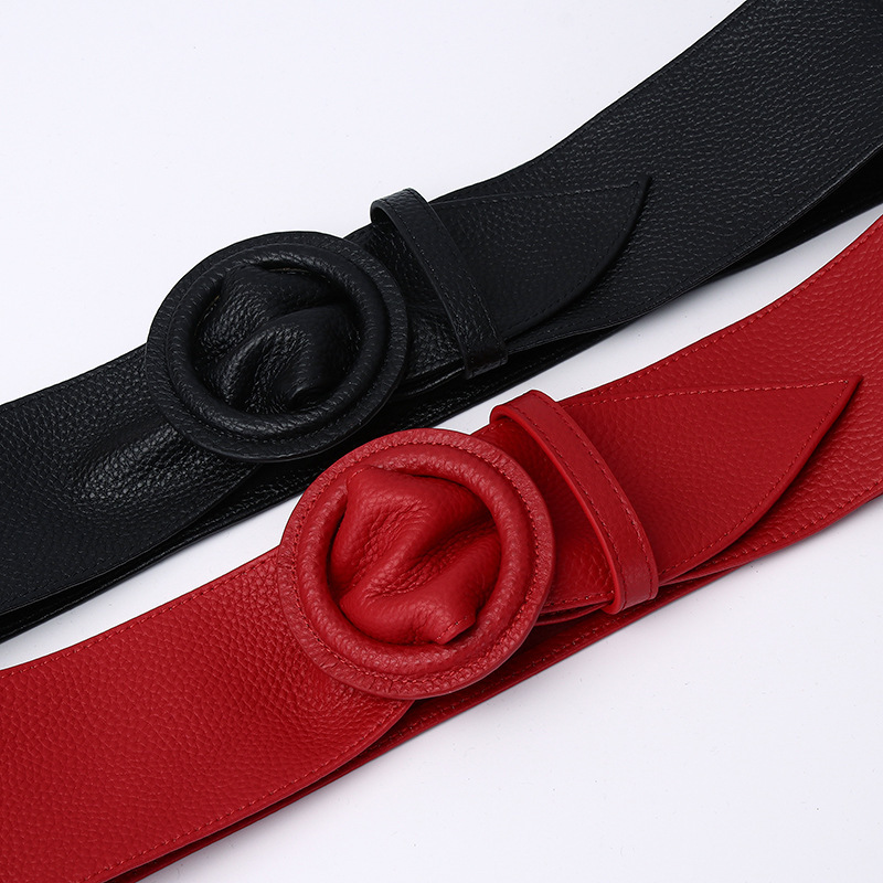 Wide Ultra-thin Genuine Leather Belt 7.0cm B14