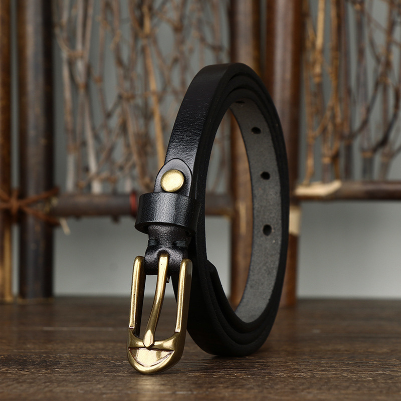 Vintage-style Genuine Leather Belt 1.5cm Wide B29