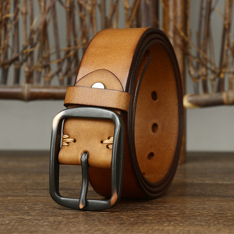 Distressed Vintage Leather Everyday Belt Wide 3.8CM  B34-KKICO