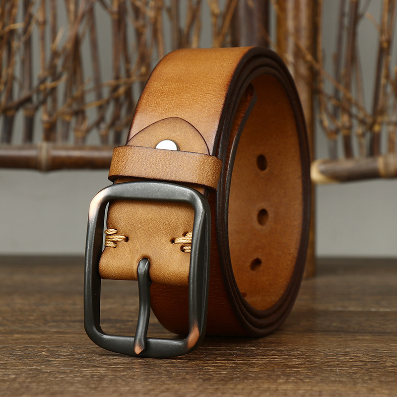 Distressed Vintage Leather Everyday Belt Wide 3.8CM  B34