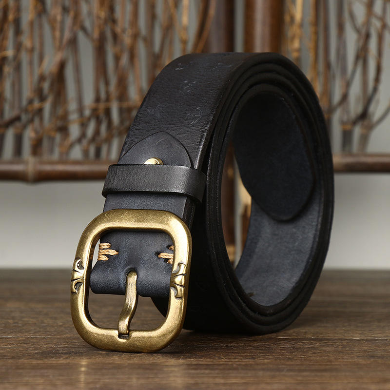 Vintage Embossedl Genuine Leather Belt Wide 3.8CM B40-KKICO