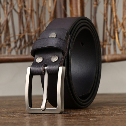 Simple Retro Genuine Leather Belt Wide 3.8CM B48