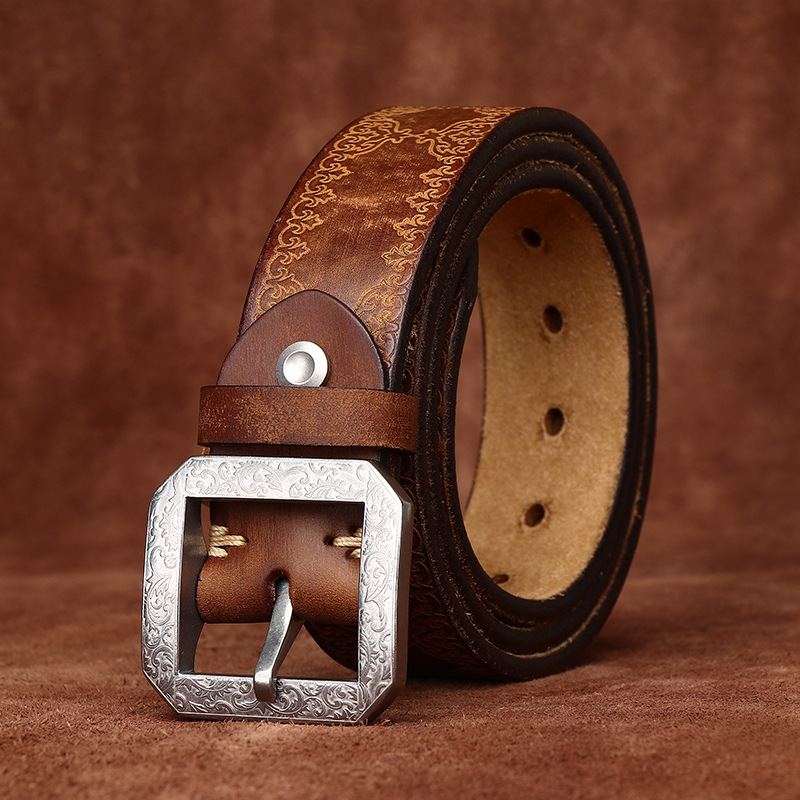 Vintage Genuine Leather Belt Wide 3.8CM B67-KKICO