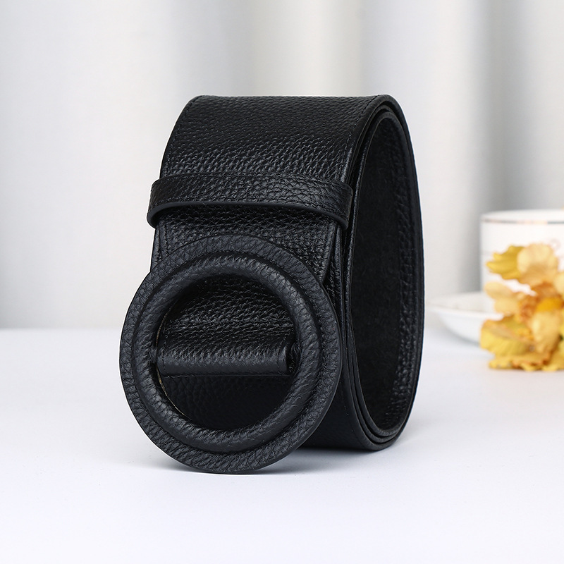 Wide Ultra-thin Genuine Leather Belt 7.0cm B14