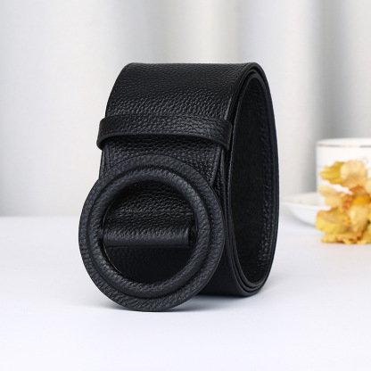 Wide Ultra-thin Genuine Leather Belt 7.0cm B14