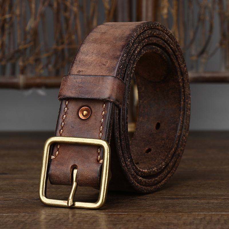 Washed Distressed Genuine Leather Belt Wide 3.8CM or 4.1CM B52-KKICO