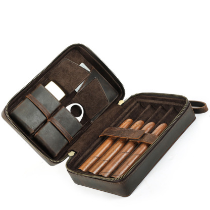 Portable Travel Leather Cigar Case AB06