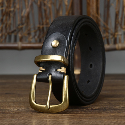 Vintage Genuine Leather Belt Wide 3.3CM B66