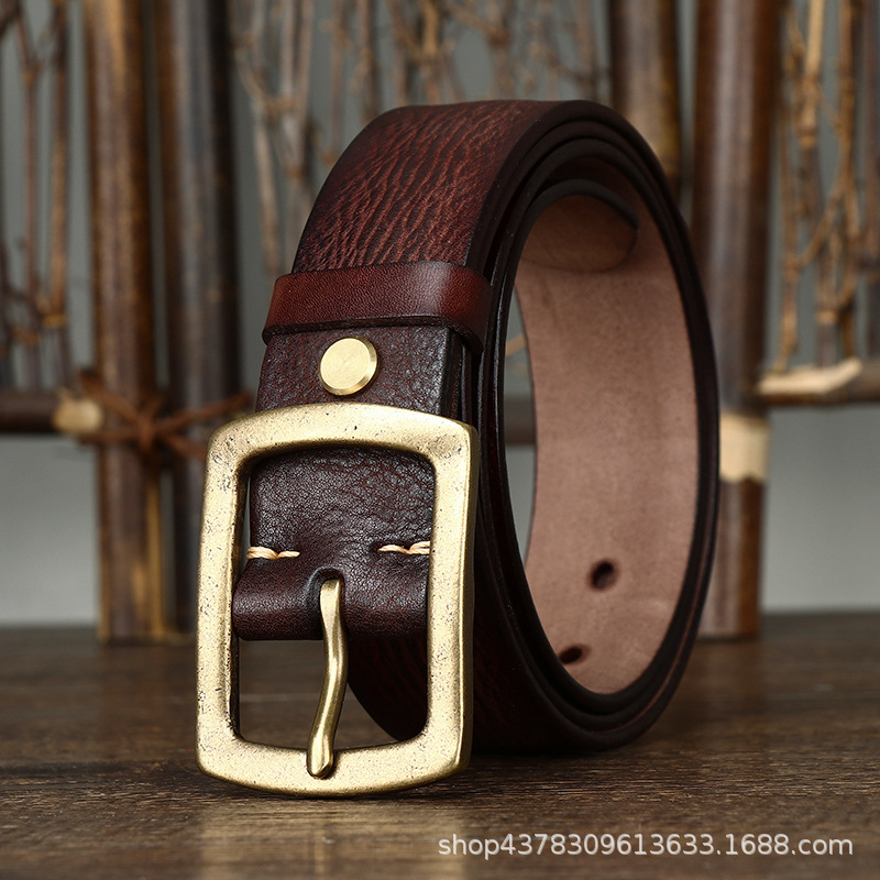 Vintage Genuine Leather Belt Wide 3.8CM B70