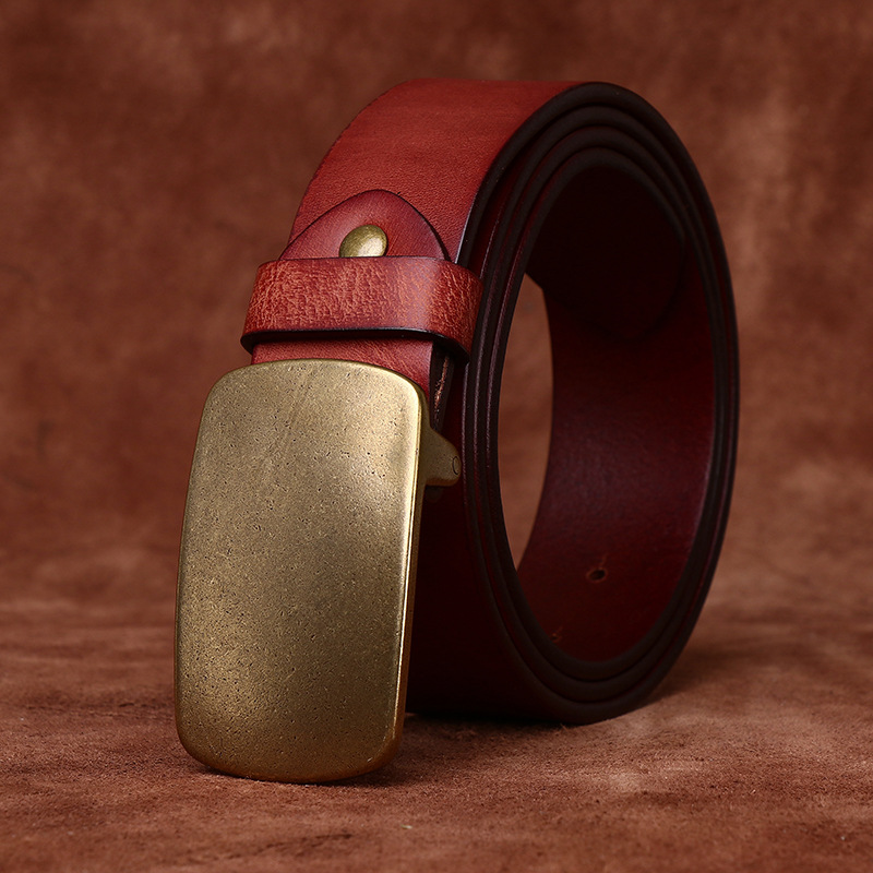 Genuine Leather Belt With Sliding Buckle 3.8cm B06